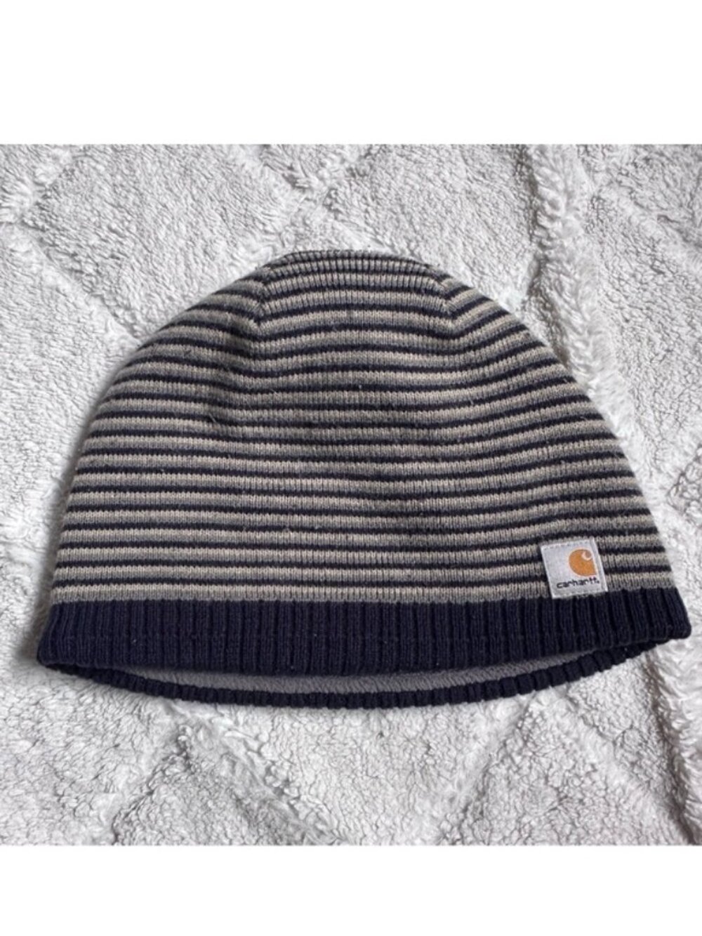 Carhartt | Beanie Black and Gray Stripe Cuffless Hat